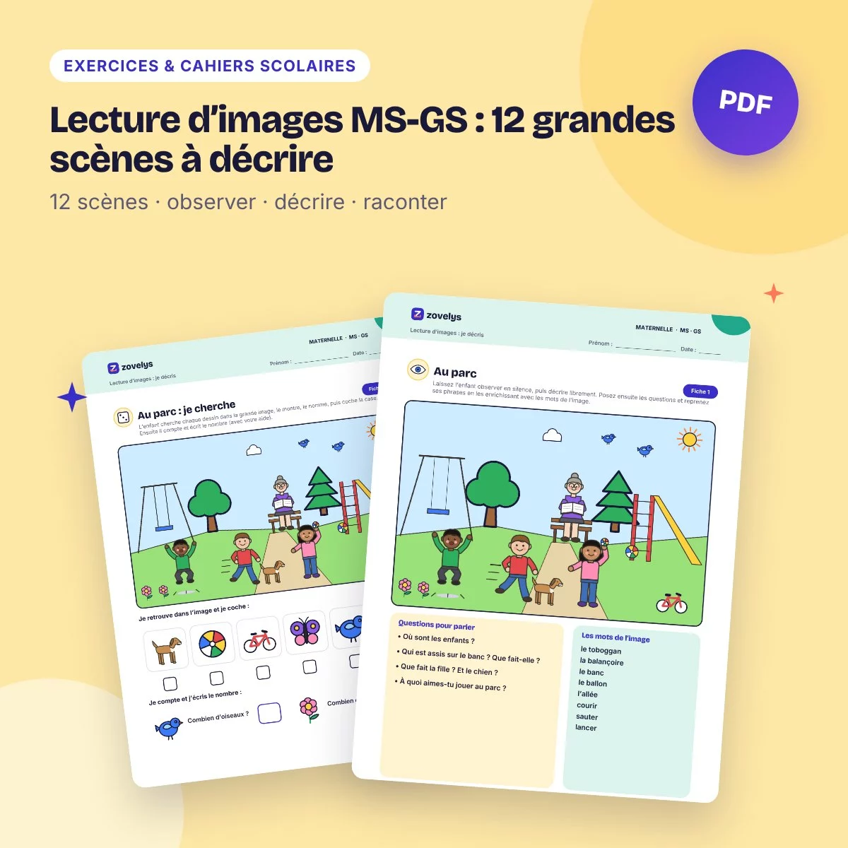 Lecture d’images MS-GS : 12 grandes scènes à décrire – 50 fiches