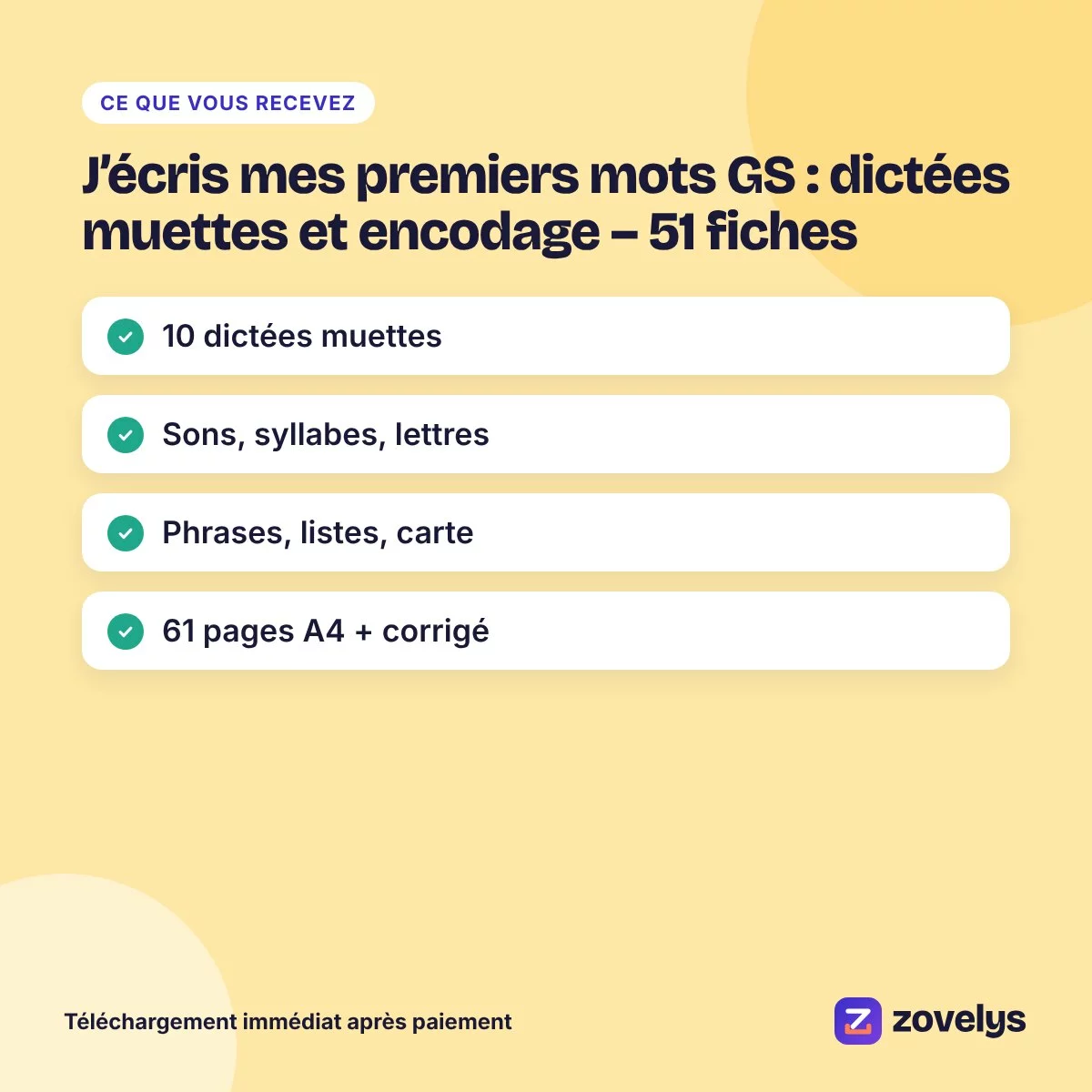J’écris mes premiers mots GS : dictées muettes et encodage – 51 fiches – aperçu 4