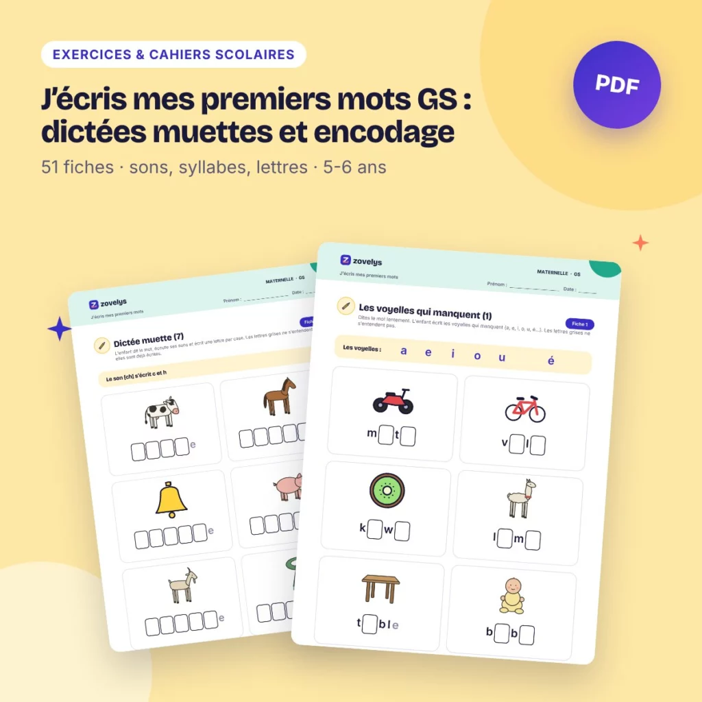 J’écris mes premiers mots GS : dictées muettes et encodage – 51 fiches