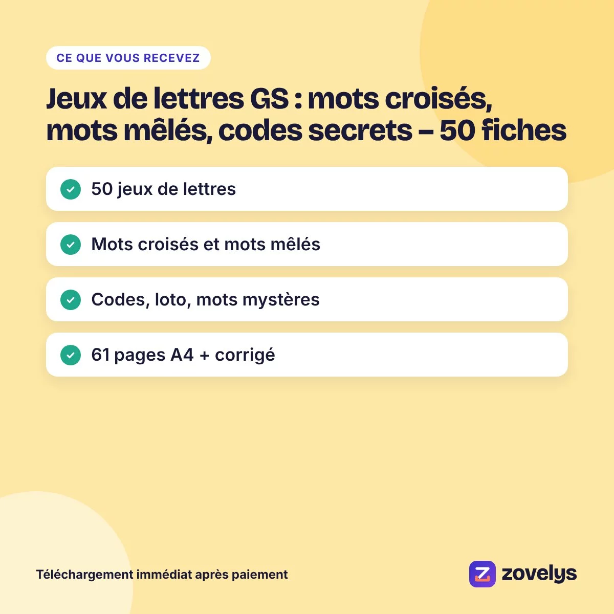 Jeux de lettres GS : mots croisés, mots mêlés, codes secrets – 50 fiches – aperçu 4