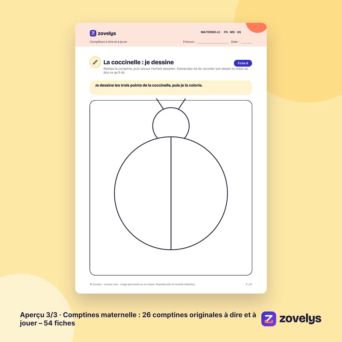 Comptines maternelle : 26 comptines originales à dire et à jouer – 54 fiches – aperçu 3