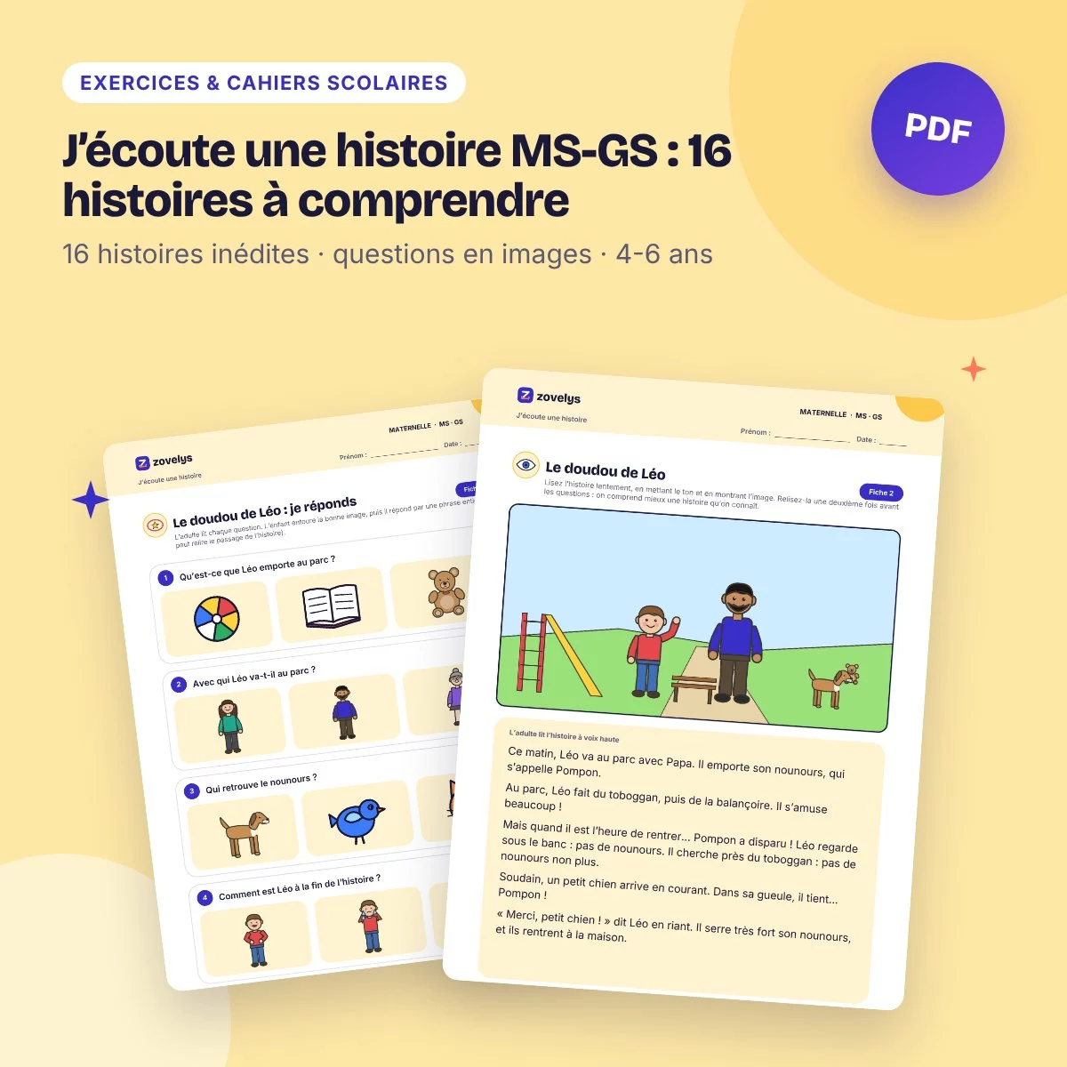 J’écoute une histoire MS-GS : 16 histoires à comprendre – 50 fiches