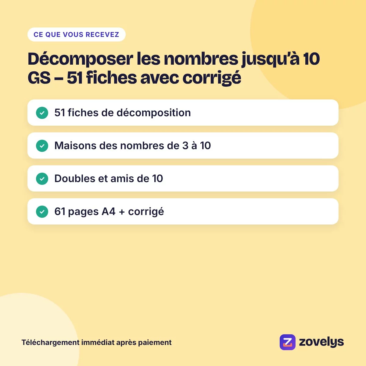Décomposer les nombres jusqu’à 10 GS – 51 fiches avec corrigé – aperçu 4