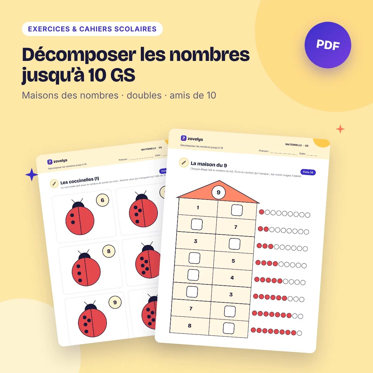 Décomposer les nombres jusqu’à 10 GS – 51 fiches avec corrigé