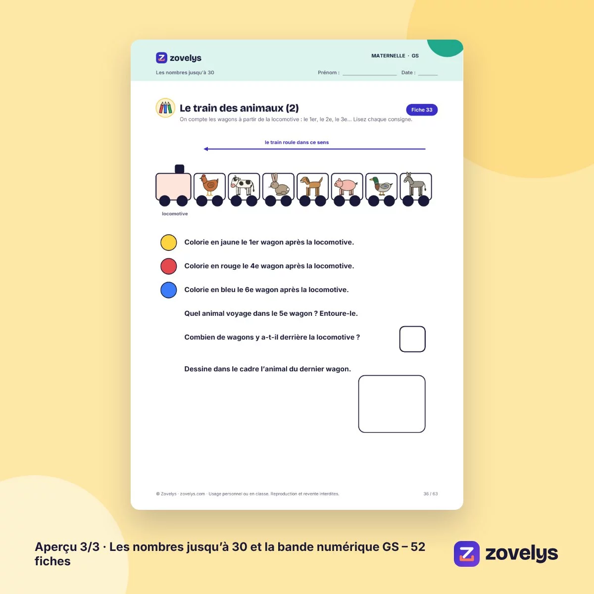 Les nombres jusqu’à 30 et la bande numérique GS – 52 fiches – aperçu 3