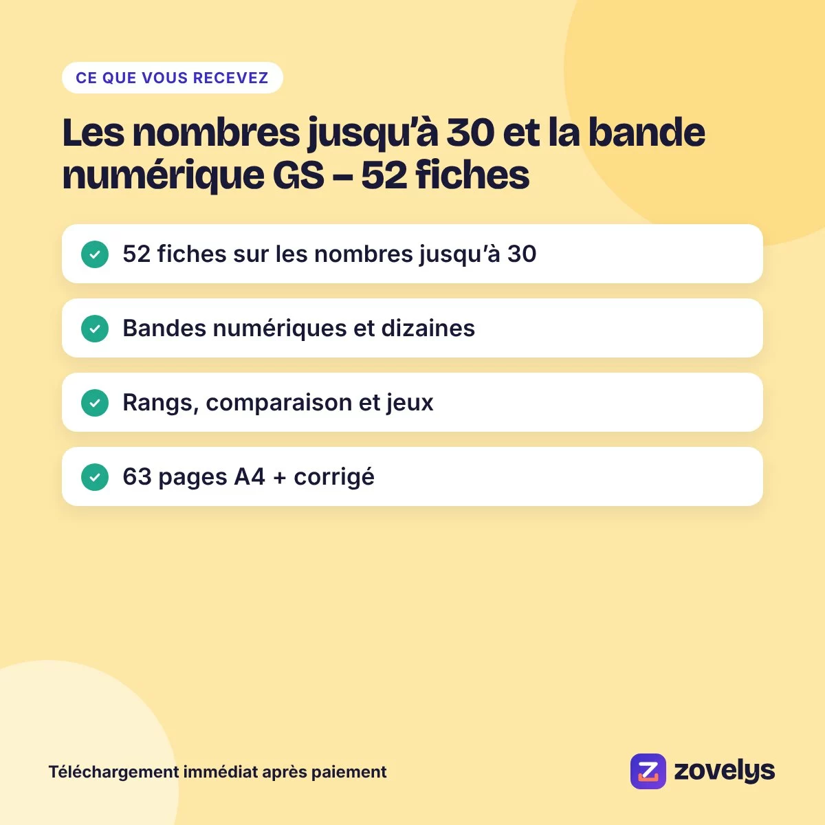 Les nombres jusqu’à 30 et la bande numérique GS – 52 fiches – aperçu 4