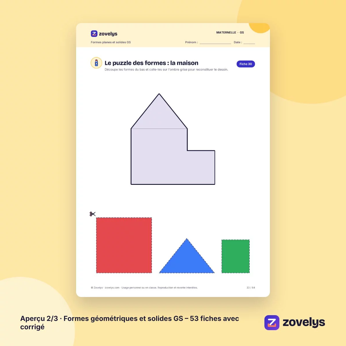Formes géométriques et solides GS – 53 fiches avec corrigé – aperçu 2