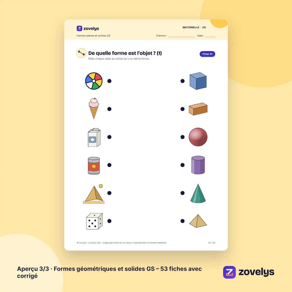 Formes géométriques et solides GS – 53 fiches avec corrigé – aperçu 3