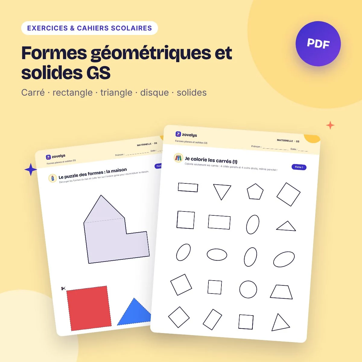 Formes géométriques et solides GS – 53 fiches avec corrigé