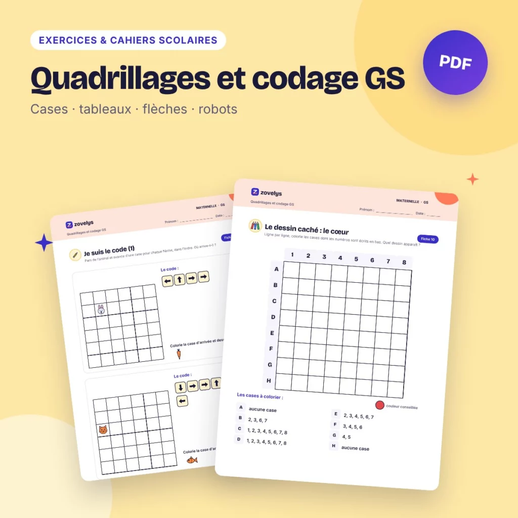 Quadrillages et codage GS – se repérer, coder, programmer, 51 fiches