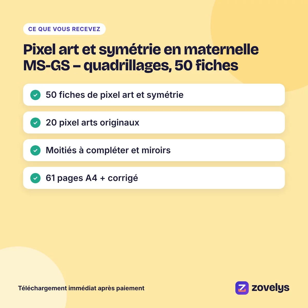 Pixel art et symétrie en maternelle MS-GS – quadrillages, 50 fiches – aperçu 4