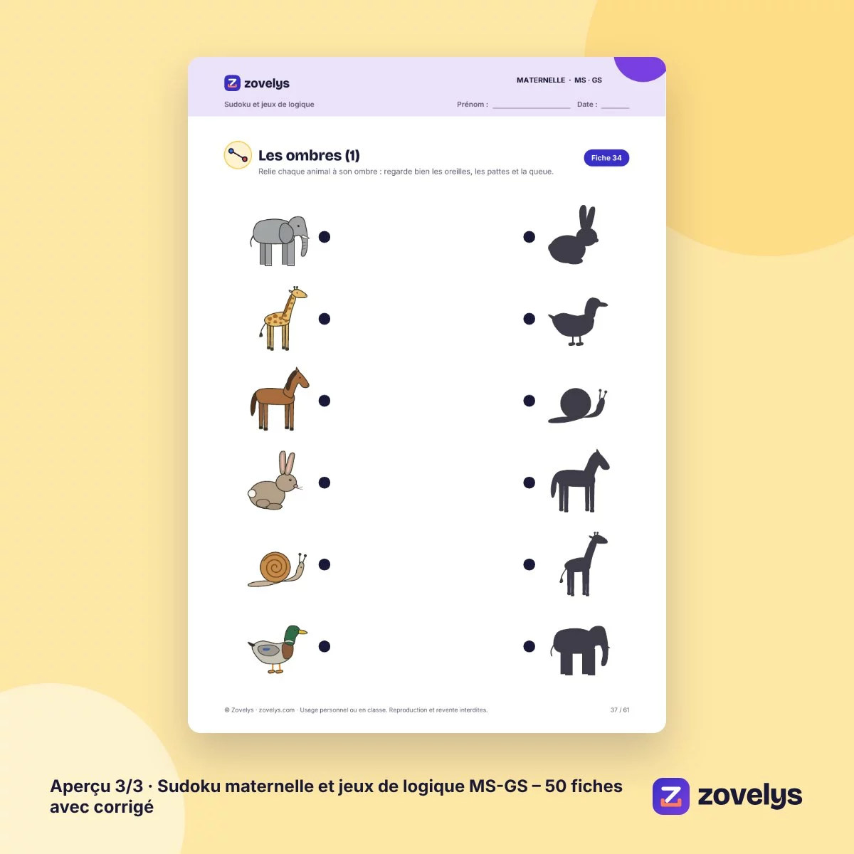 Sudoku maternelle et jeux de logique MS-GS – 50 fiches avec corrigé – aperçu 3