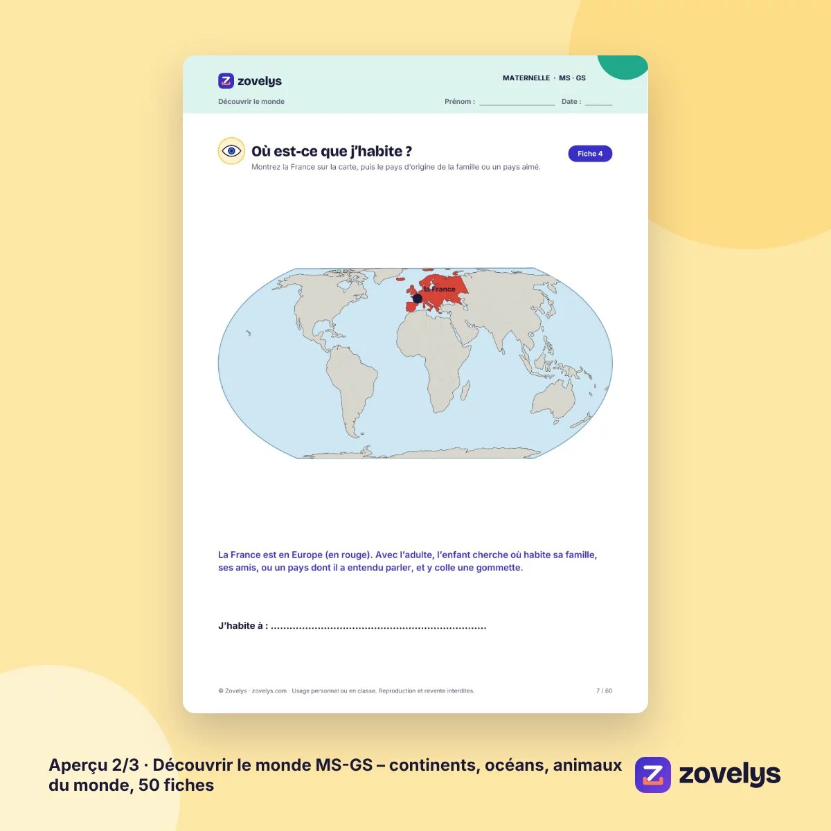 Découvrir le monde MS-GS – continents, océans, animaux du monde, 50 fiches – aperçu 2