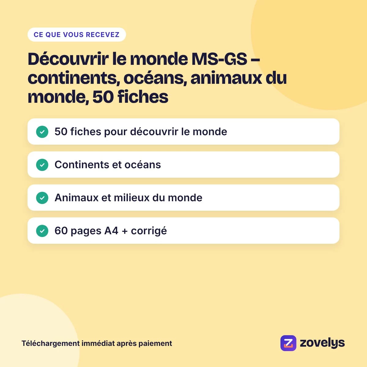Découvrir le monde MS-GS – continents, océans, animaux du monde, 50 fiches – aperçu 4
