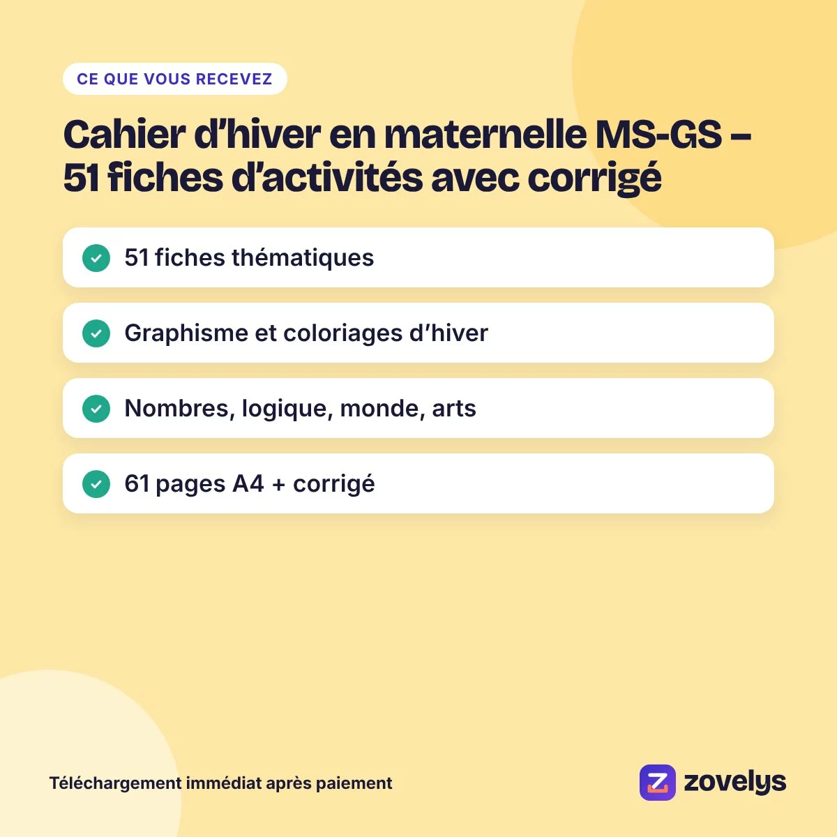 Cahier d’hiver en maternelle MS-GS – 51 fiches d’activités avec corrigé – aperçu 4