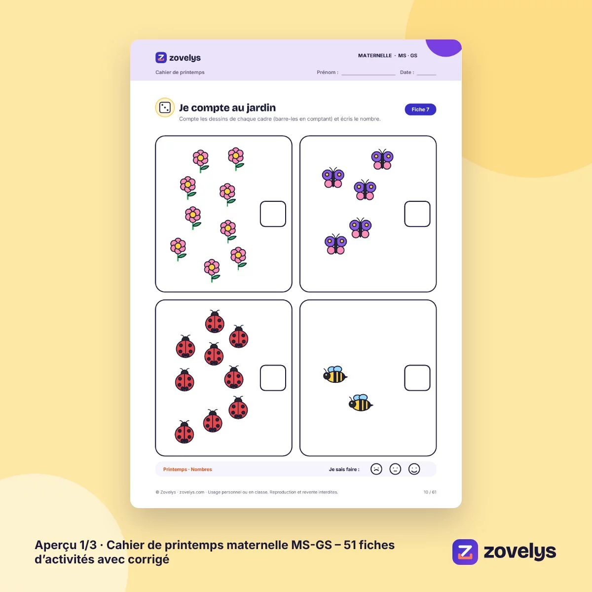 Cahier de printemps maternelle MS-GS – 51 fiches d’activités avec corrigé – aperçu 1