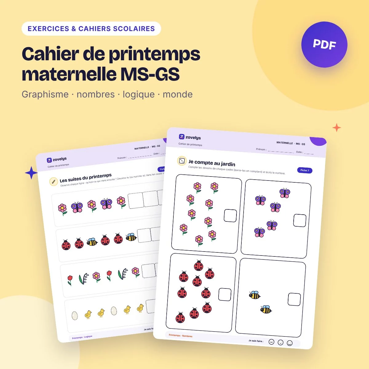 Cahier de printemps maternelle MS-GS – 51 fiches d’activités avec corrigé