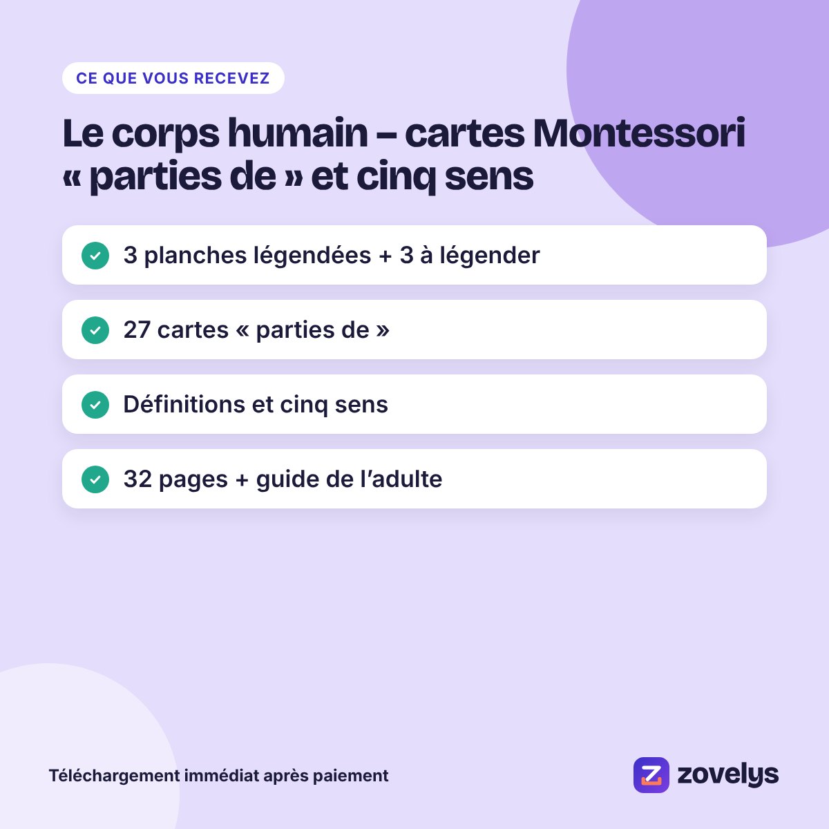 Le corps humain – cartes Montessori « parties de » et cinq sens – aperçu 4