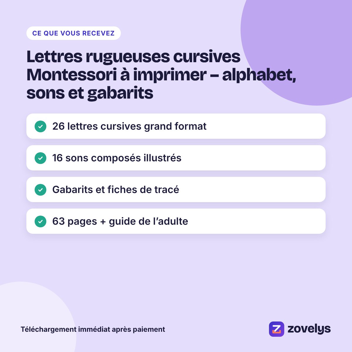 Lettres rugueuses cursives Montessori à imprimer – alphabet, sons et gabarits – aperçu 4