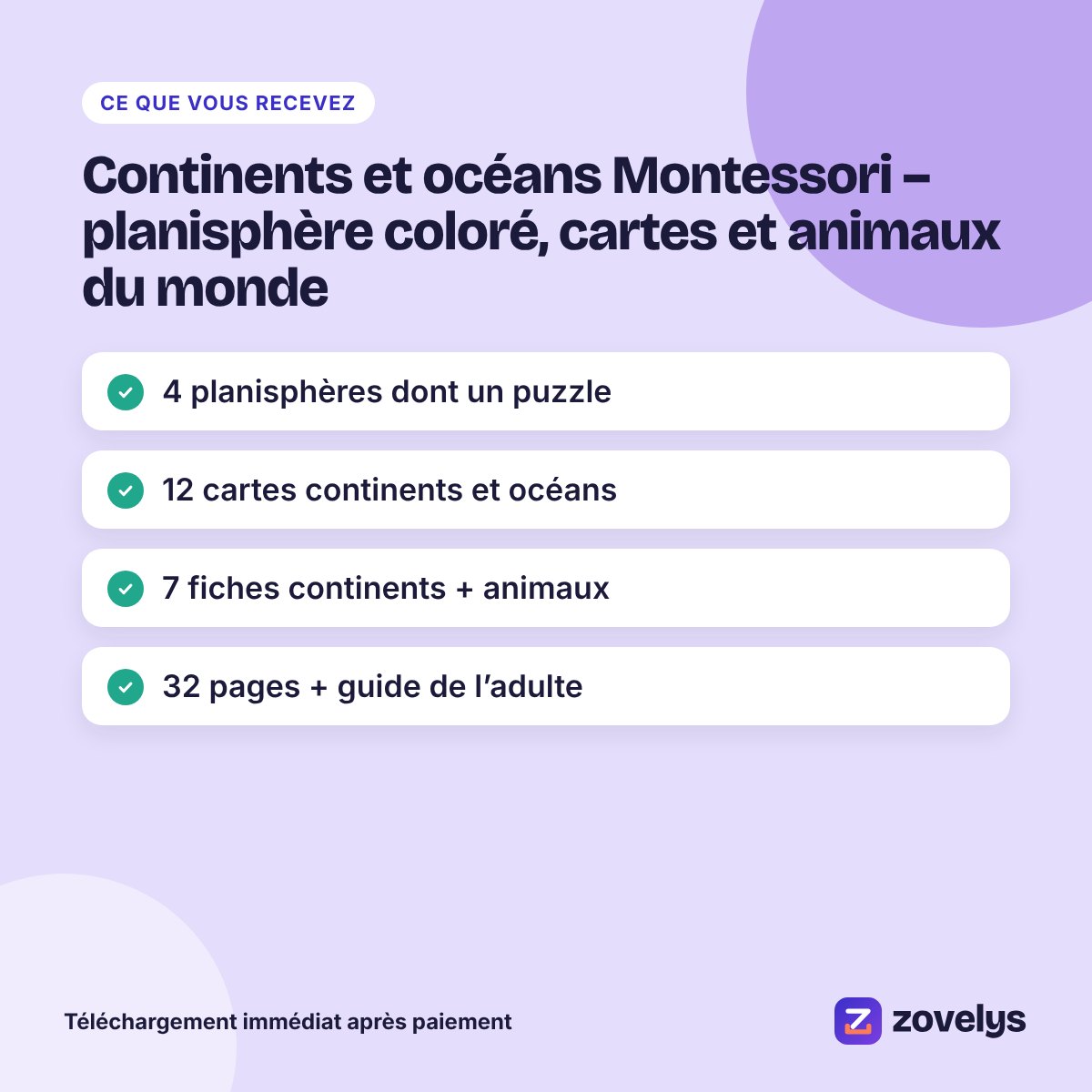 Continents et océans Montessori – planisphère coloré, cartes et animaux du monde – aperçu 4
