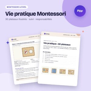 Vie pratique Montessori – 30 fiches plateaux et tableau de responsabilités