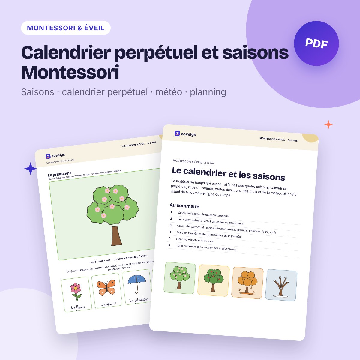 Calendrier perpétuel et saisons Montessori – rituel du jour et planning visuel