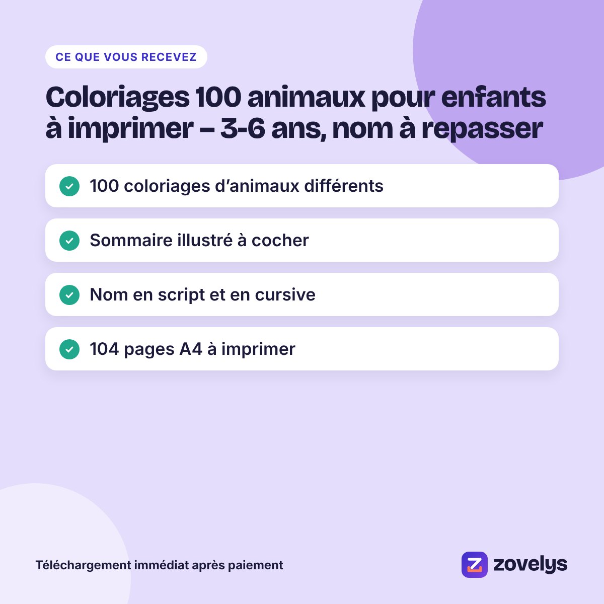 Coloriages 100 animaux pour enfants à imprimer – 3-6 ans, nom à repasser – aperçu 4