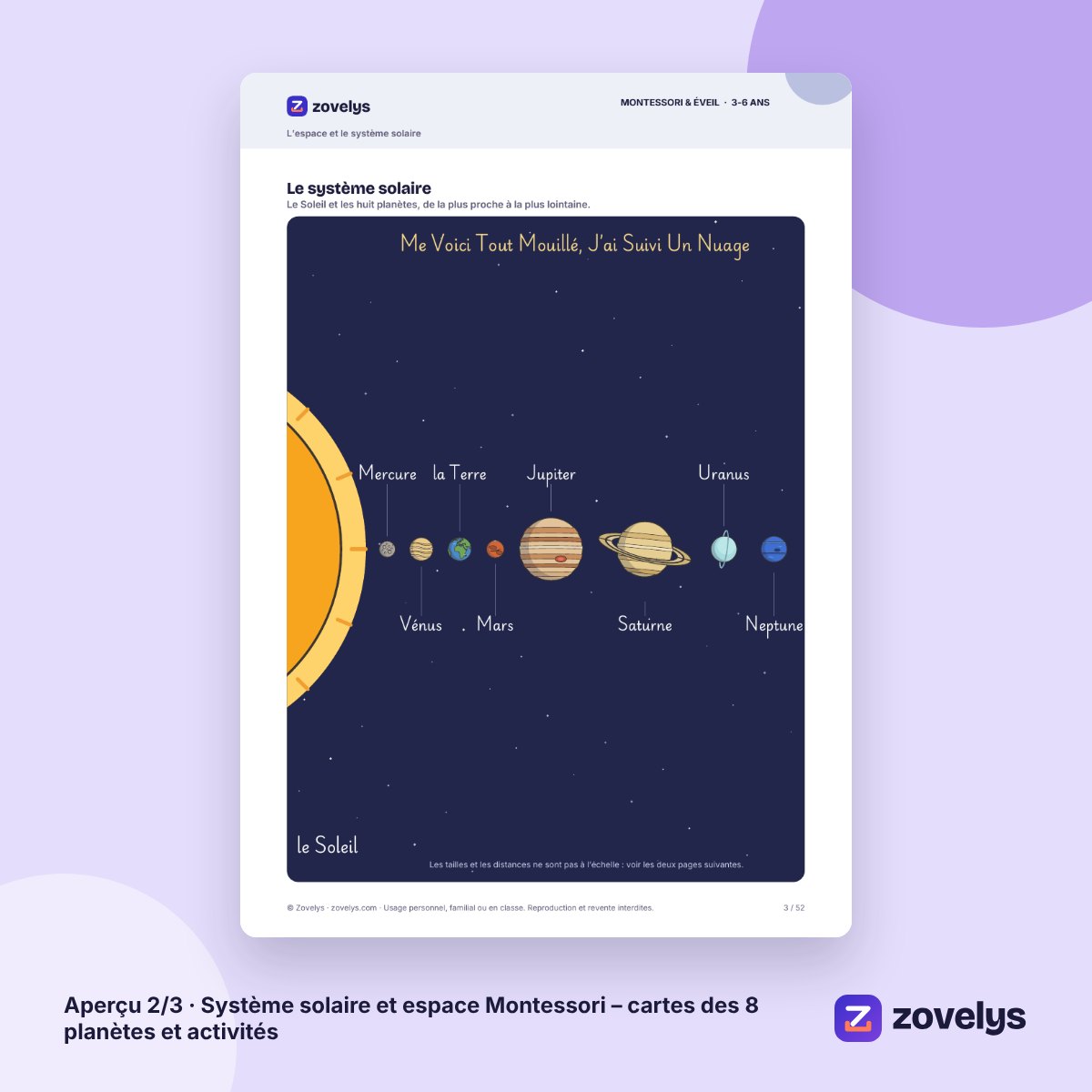 Système solaire et espace Montessori – cartes des 8 planètes et activités – aperçu 2