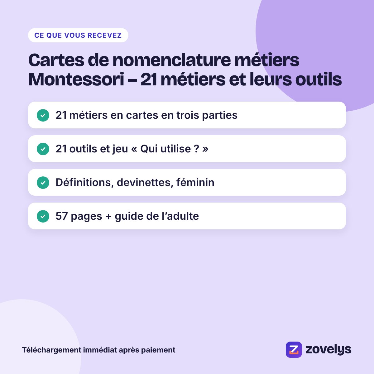 Cartes de nomenclature métiers Montessori – 21 métiers et leurs outils – aperçu 4