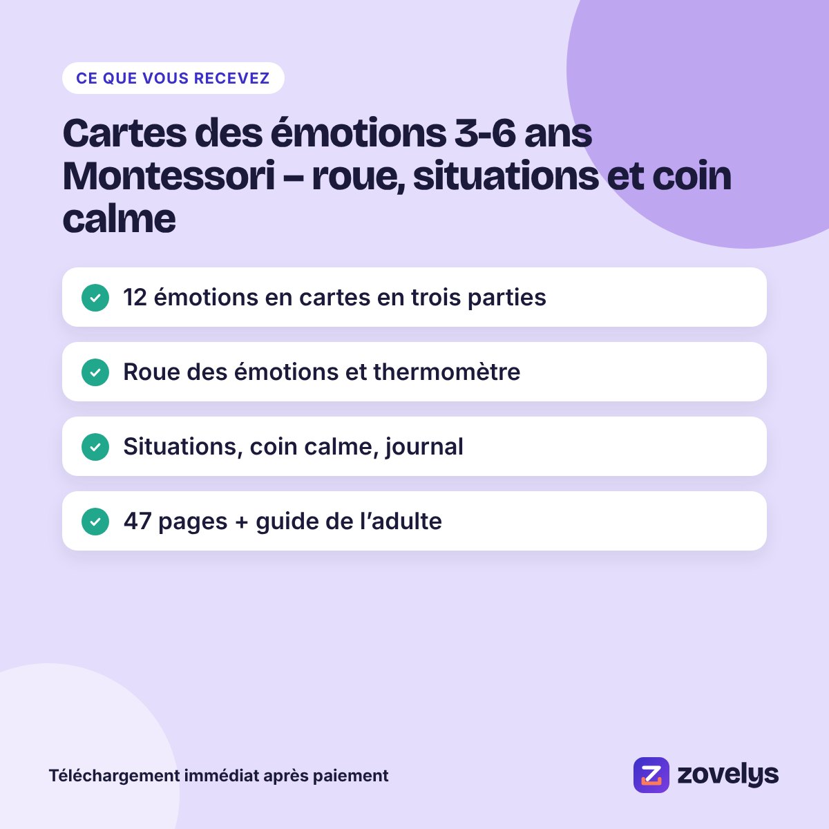 Cartes des émotions 3-6 ans Montessori – roue, situations et coin calme – aperçu 4