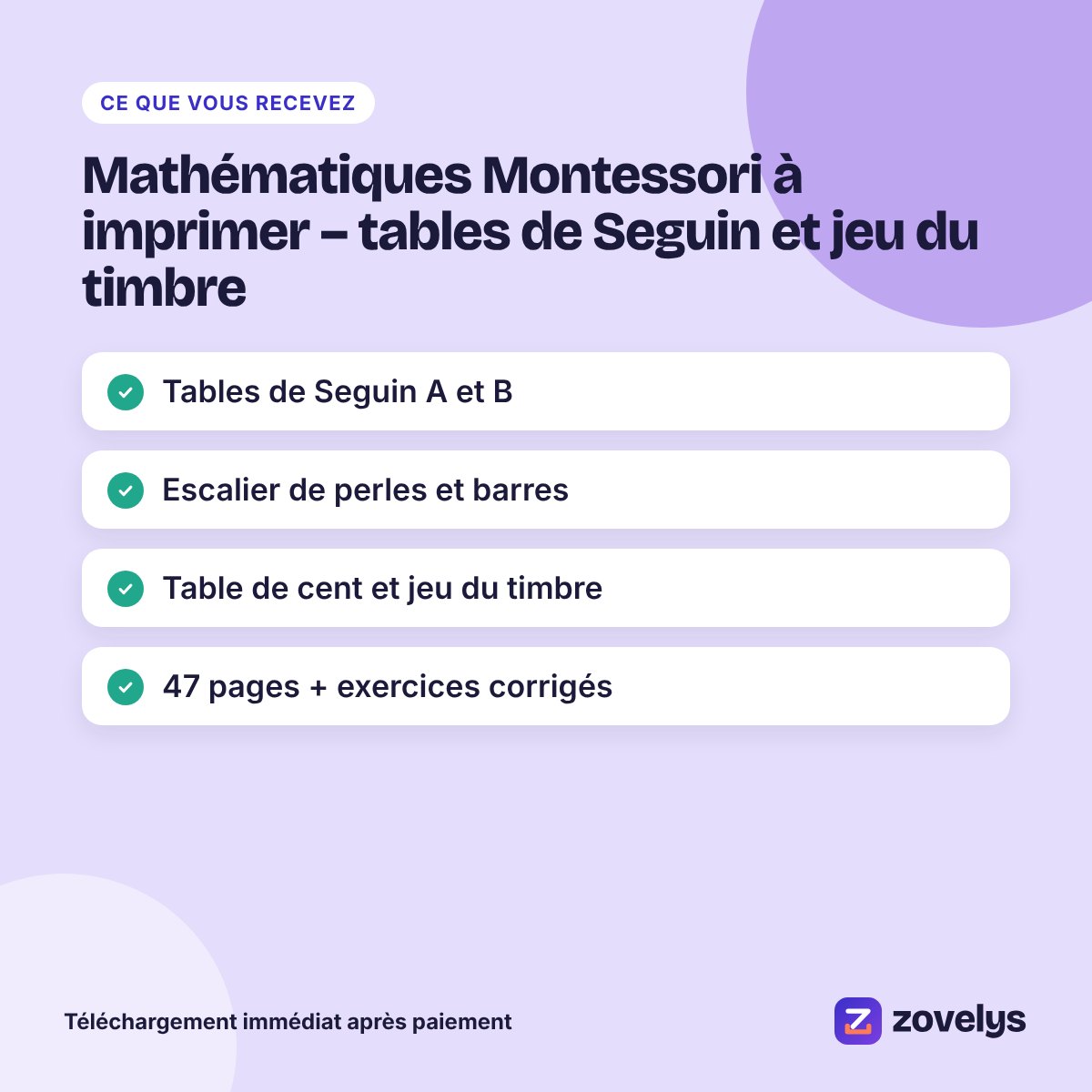 Mathématiques Montessori à imprimer – tables de Seguin et jeu du timbre – aperçu 4