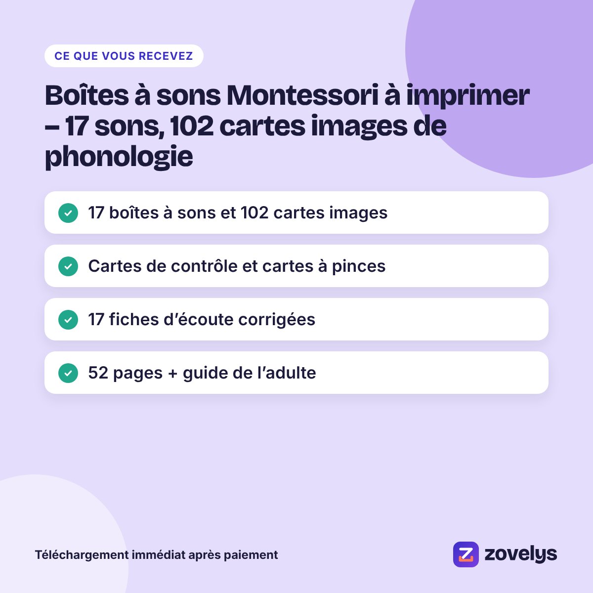 Boîtes à sons Montessori à imprimer – 17 sons, 102 cartes images de phonologie – aperçu 4