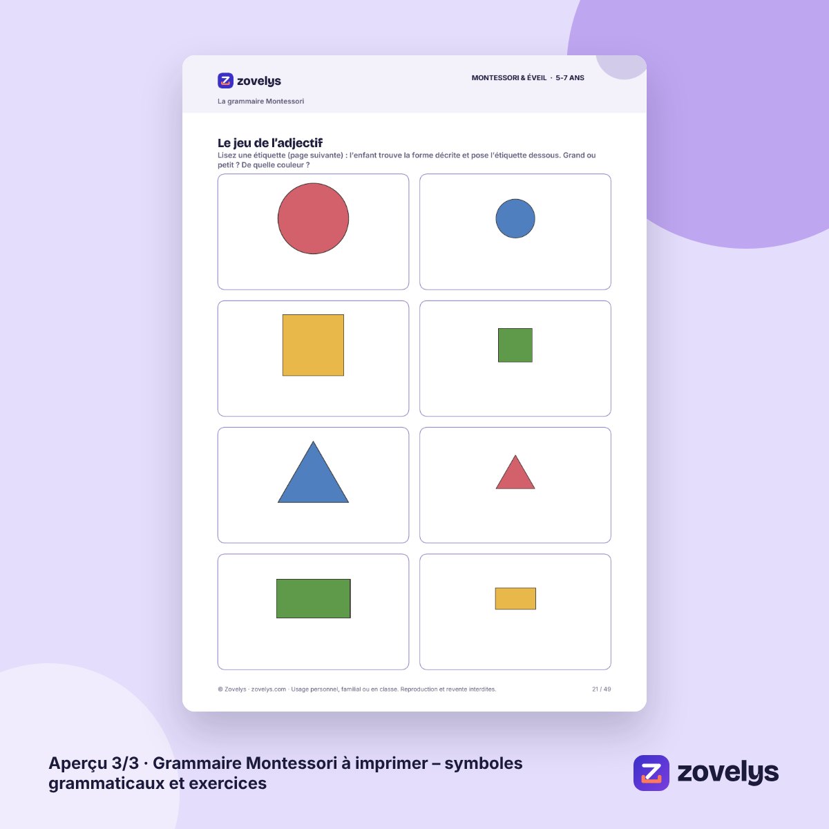 Grammaire Montessori à imprimer – symboles grammaticaux et exercices – aperçu 3