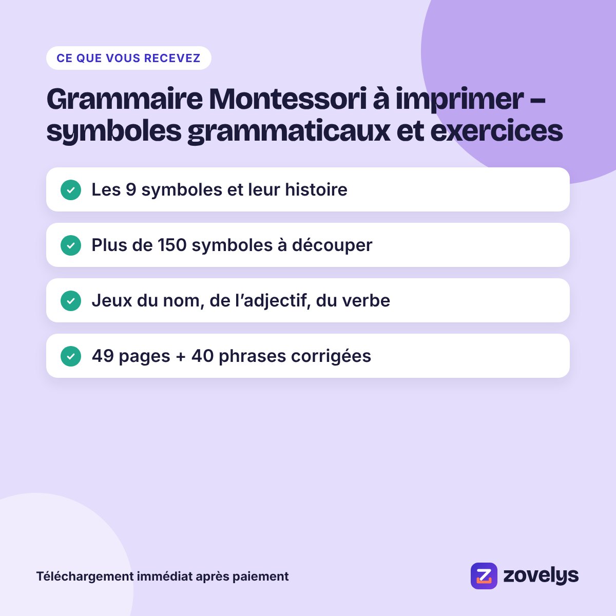 Grammaire Montessori à imprimer – symboles grammaticaux et exercices – aperçu 4