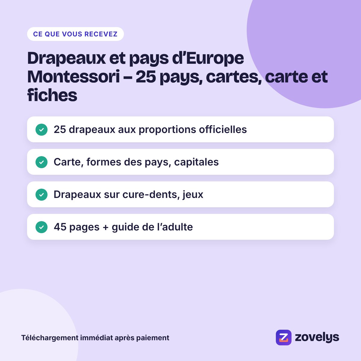 Drapeaux et pays d’Europe Montessori – 25 pays, cartes, carte et fiches – aperçu 4