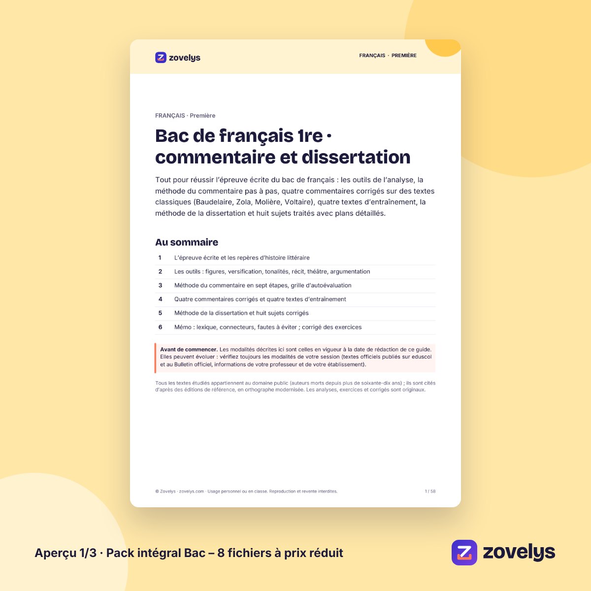 Pack intégral Bac – 8 fichiers à prix réduit – aperçu 1