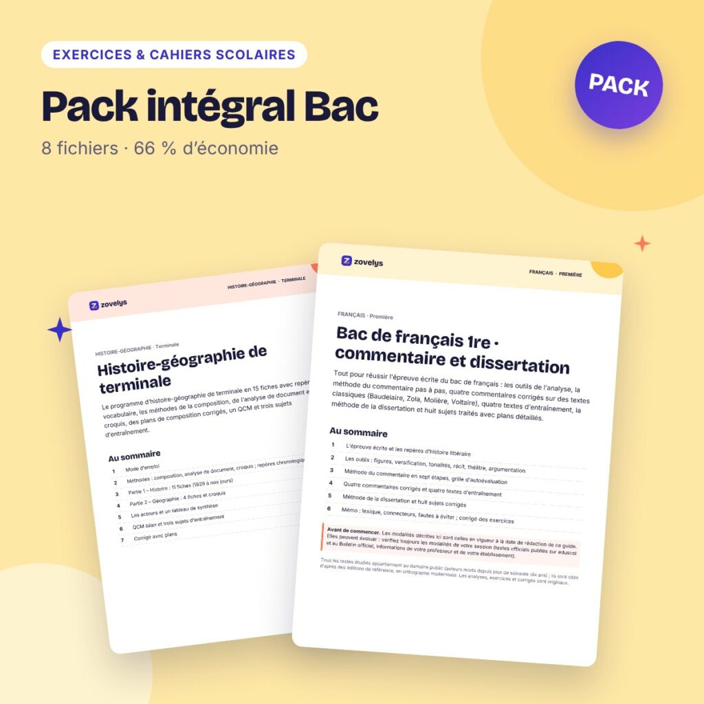 Pack intégral Bac – 8 fichiers à prix réduit