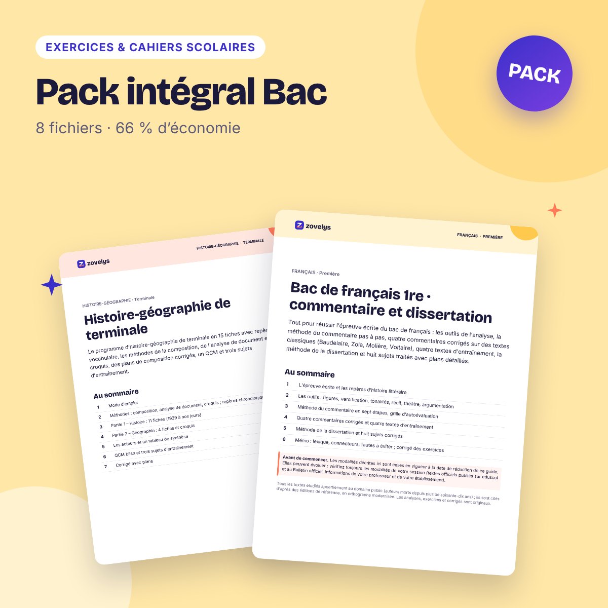 Pack intégral Bac – 8 fichiers à prix réduit