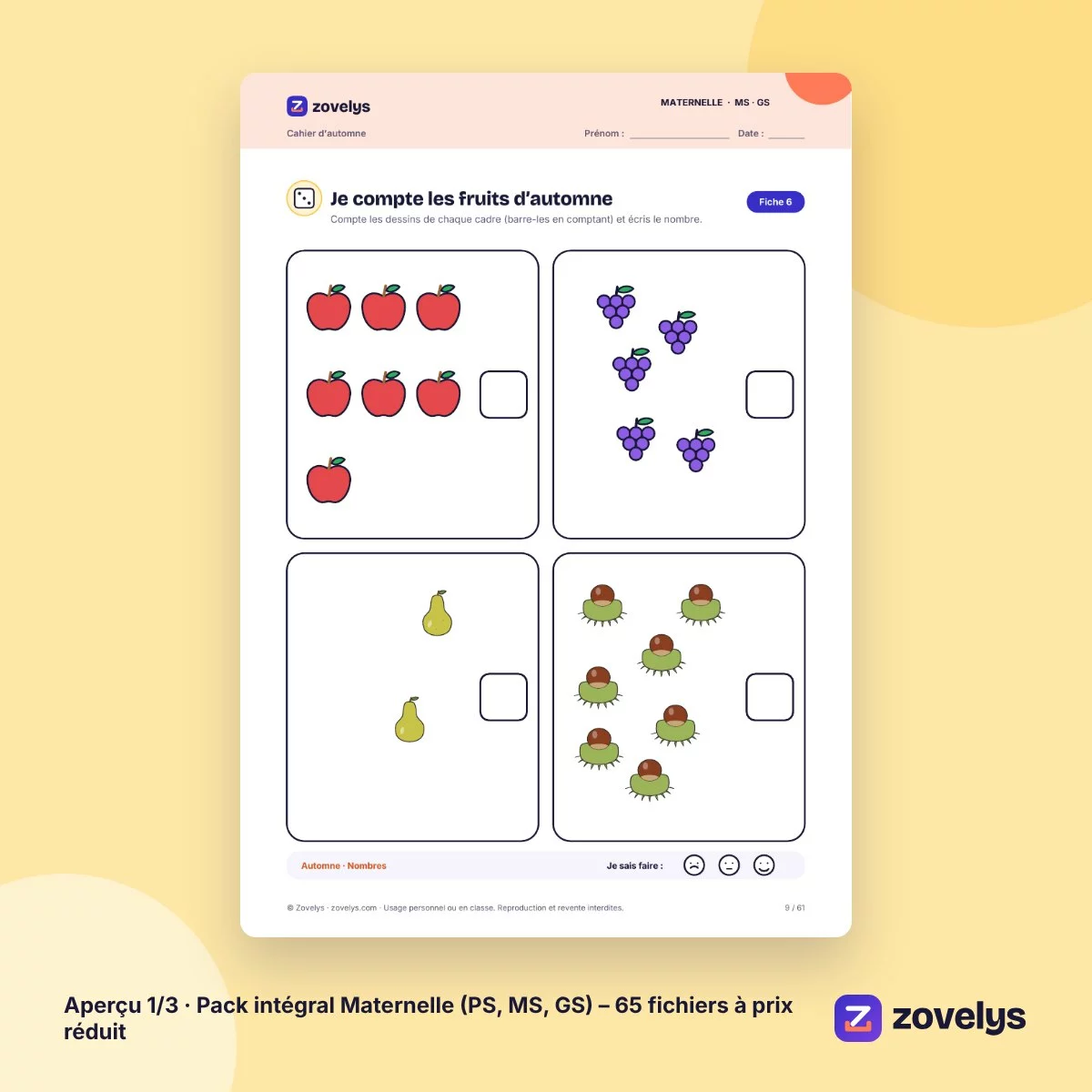 Pack intégral Maternelle (PS, MS, GS) – 65 fichiers à prix réduit – aperçu 1