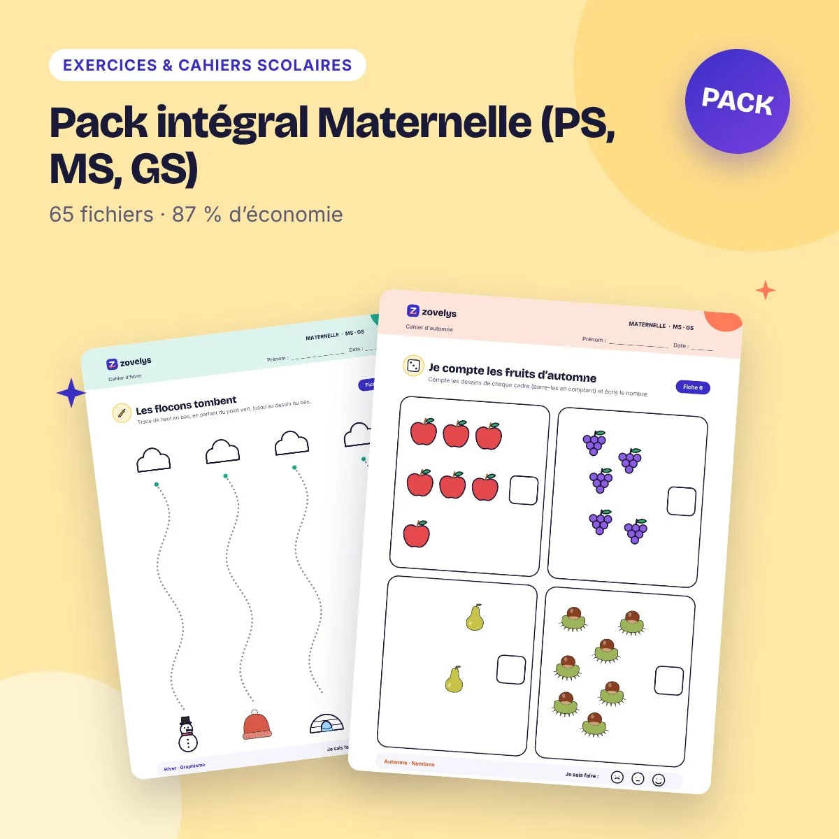 Pack intégral Maternelle (PS, MS, GS) – 65 fichiers à prix réduit