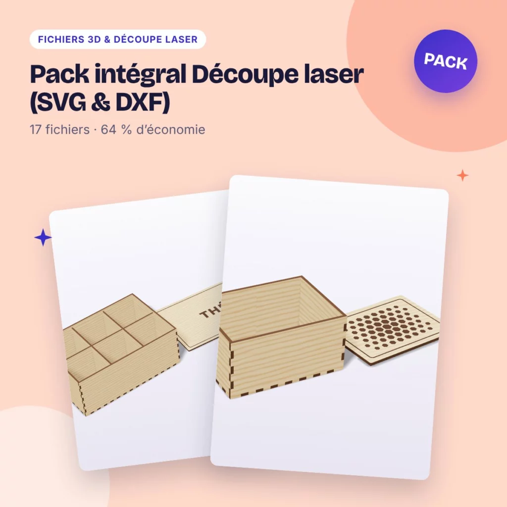 Pack intégral Découpe laser (SVG & DXF) – 17 fichiers à prix réduit
