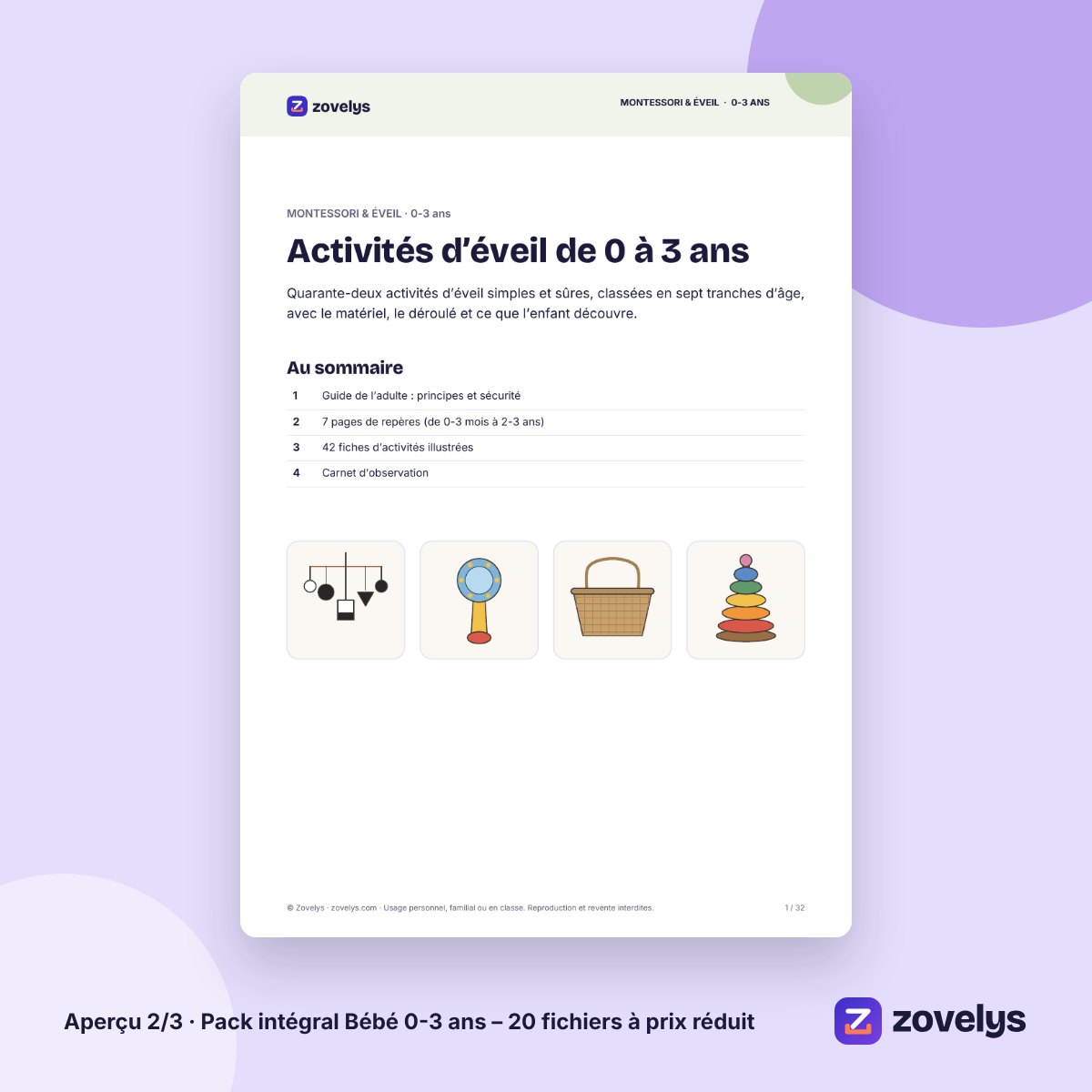 Pack intégral Bébé 0-3 ans – 20 fichiers à prix réduit – aperçu 2