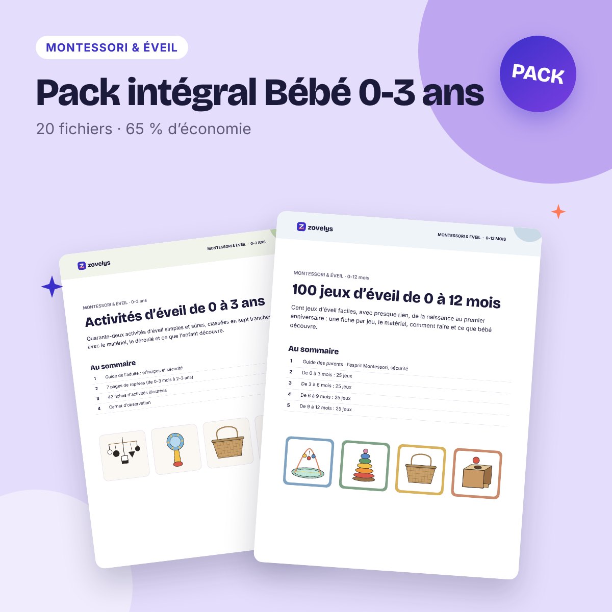 Pack intégral Bébé 0-3 ans – 20 fichiers à prix réduit