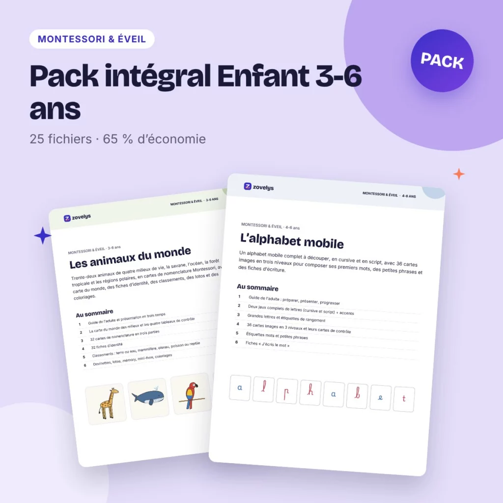 Pack intégral Enfant 3-6 ans – 25 fichiers à prix réduit