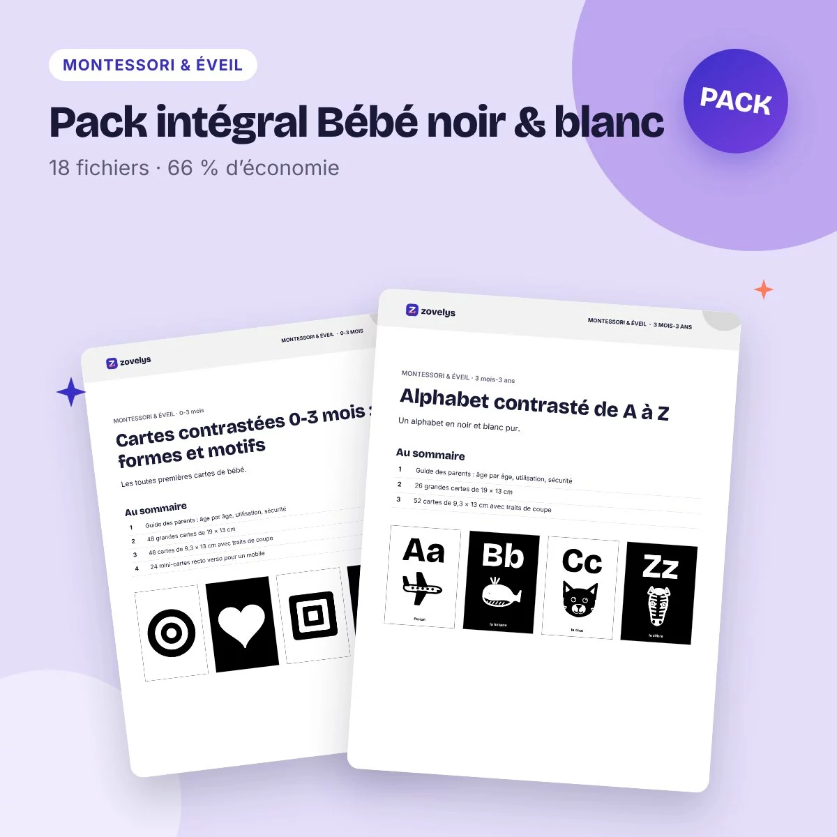 Pack intégral Bébé noir & blanc – 18 fichiers à prix réduit