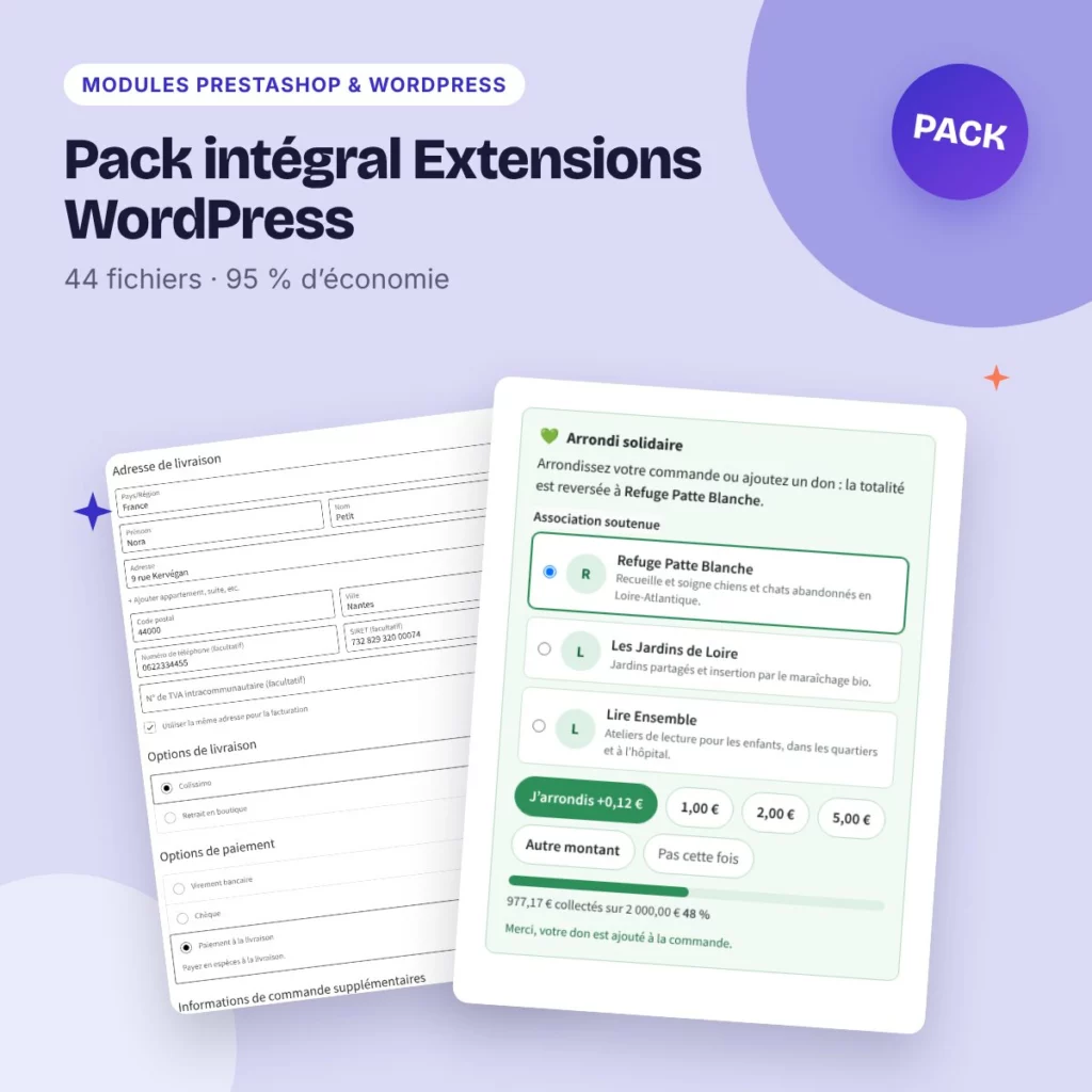 Pack intégral Extensions WordPress – 44 fichiers à prix réduit