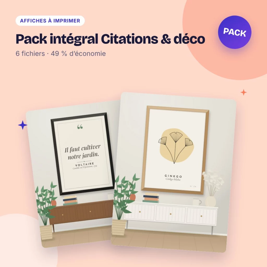 Pack intégral Citations & déco – 6 fichiers à prix réduit