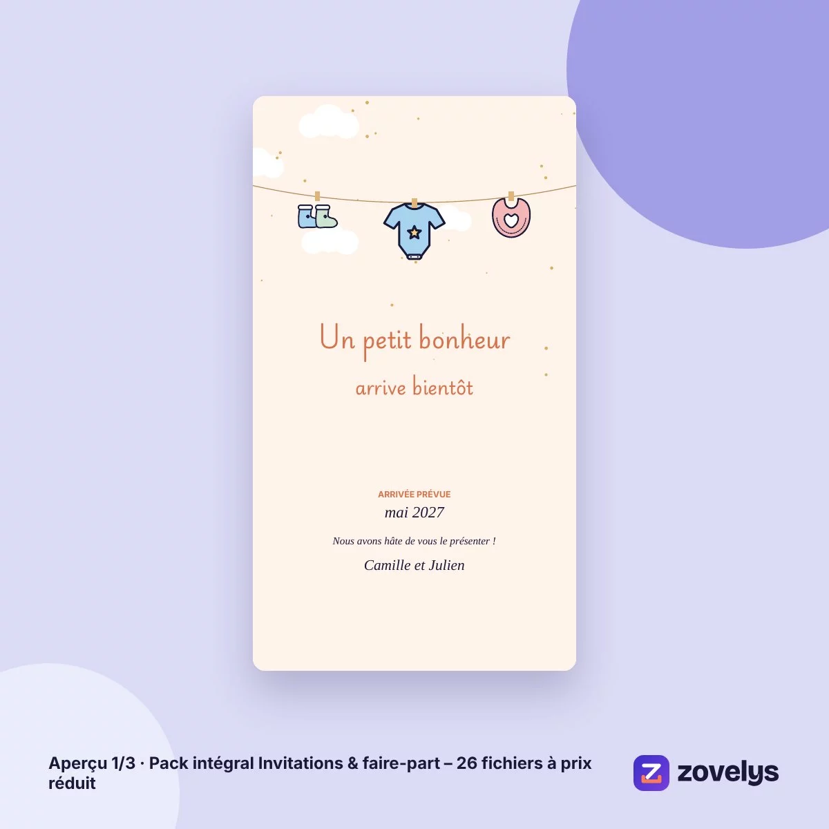 Pack intégral Invitations & faire-part – 26 fichiers à prix réduit – aperçu 1