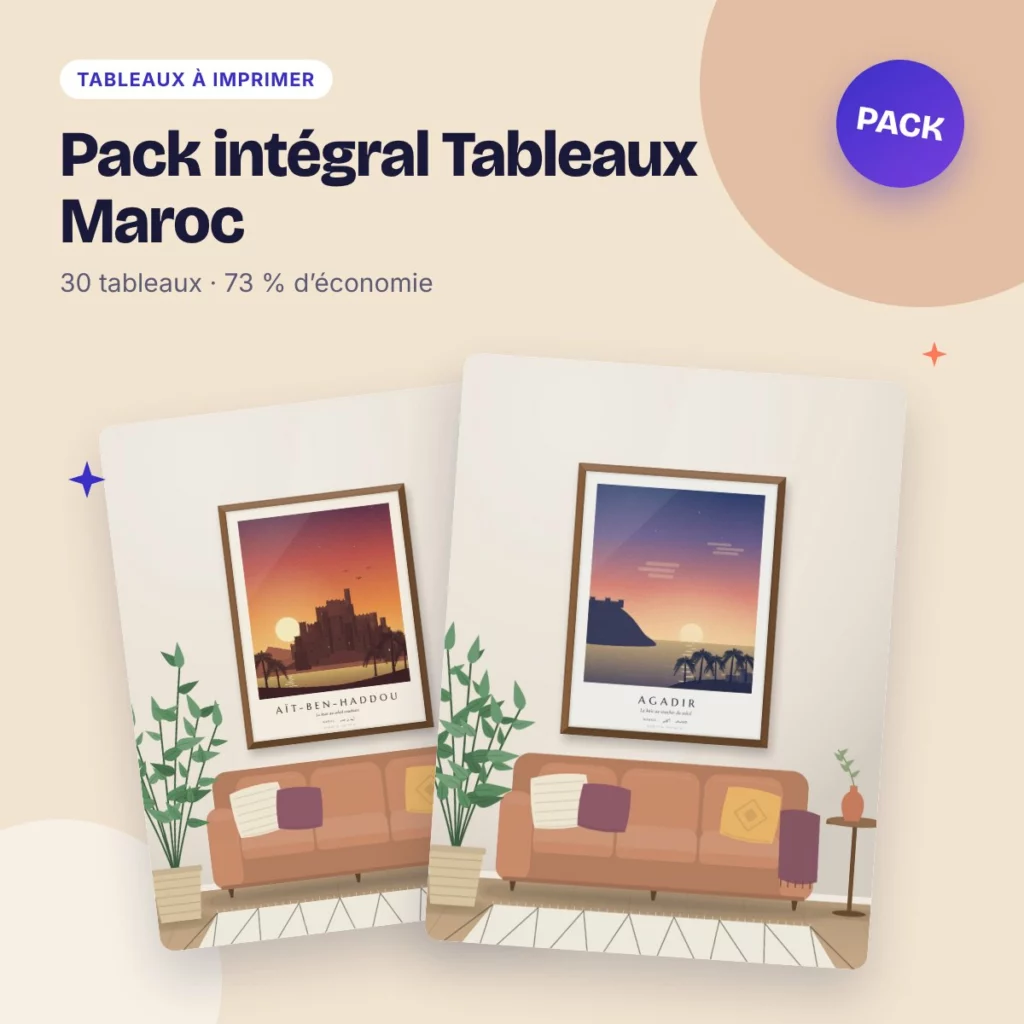Pack intégral Tableaux Maroc – 30 tableaux à prix réduit