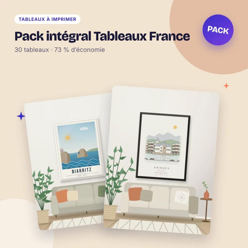 Pack intégral Tableaux France – 30 tableaux à prix réduit